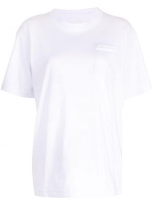 Памучна тениска с кръгло деколте Sacai бяло