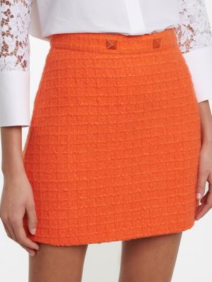 Mini spódniczka tweedowa Valentino pomarańczowa