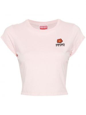 T-shirt à fleurs avec applique Kenzo rose