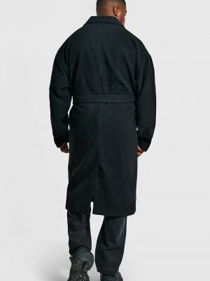 Пальто с поясом с карманами Boohoo черное