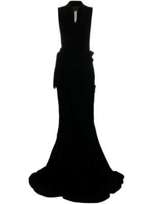 Кадифена вечерна рокля с драперии Rick Owens черно