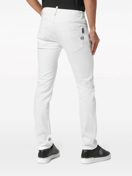 Skinny džíny s nízkým pasem Philipp Plein bílé
