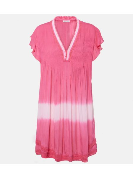 Плисирана рокля с волани Poupette St Barth розово