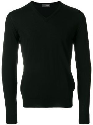 Пуловер с v-образно деколте Drumohr черно