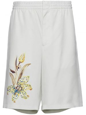 Svilene bermuda kratke hlače s potiskom Prada bela