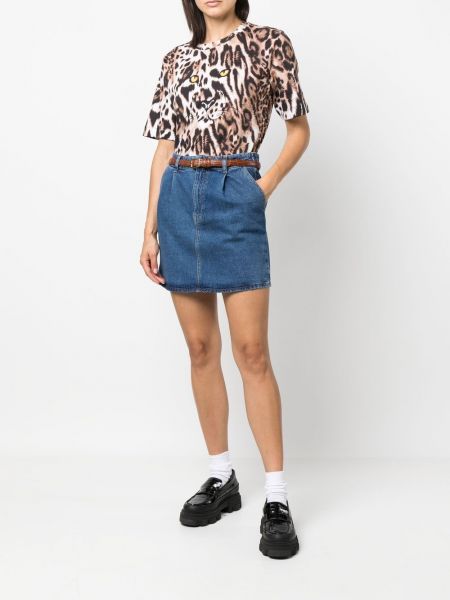 T-krekls ar apdruku ar leoparda rakstu Boutique Moschino brūns