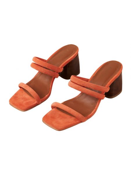 Wildleder sandale mit breitem absatz Alohas orange