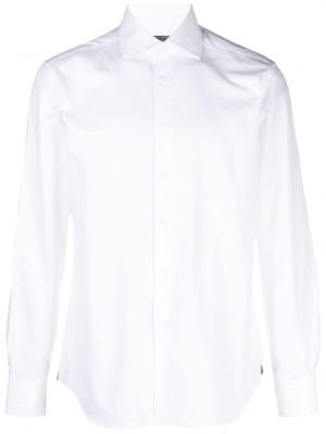 Hemd aus baumwoll mit fischgrätmuster Corneliani weiß