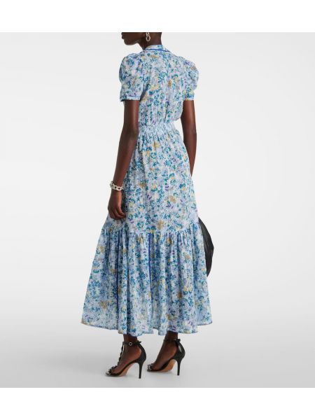 Pamučna midi haljina s cvjetnim printom Poupette St Barth plava