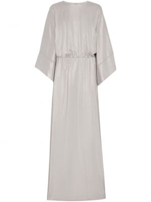 Μεταξωτή κοκτέιλ φόρεμα ντραπέ Brunello Cucinelli λευκό