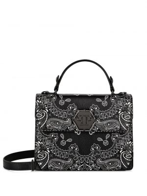 Kožená taška s paisley vzorom Philipp Plein čierna