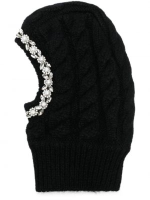 Pletená čiapka s korálky Simone Rocha čierna