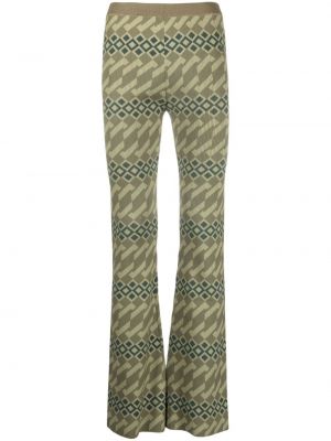 Pantaloni cu picior drept cu imagine cu imprimeu geometric Acne Studios verde