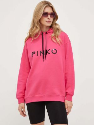 Bluza z kapturem bawełniana Pinko różowa