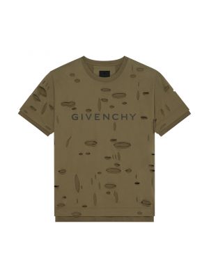 Рваная футболка Givenchy хаки
