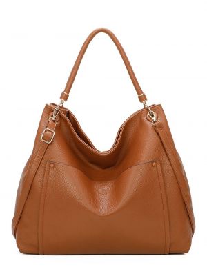 Кожаная сумка через плечо оверсайз из искусственной кожи Fontanella Fashion коричневая