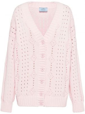 Oversized cardigan i bomull Prada rosa