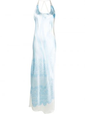 Сатенена вечерна рокля с принт с дантела Victoria Beckham