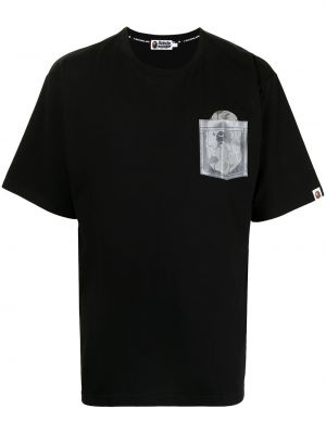 Camiseta con estampado con bolsillos A Bathing Ape® negro