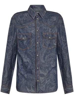 Rifľová košeľa s potlačou s paisley vzorom Etro modrá