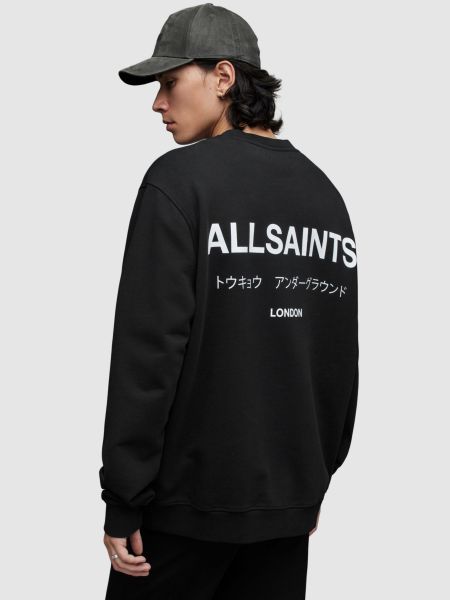 Хлопковый свитер с круглым вырезом Allsaints черный