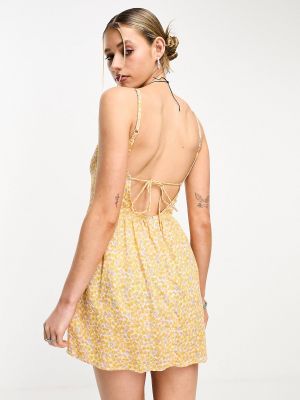 Платье мини с принтом Motel желтое