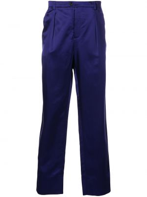 Svilene ravne hlače Saint Laurent vijolična