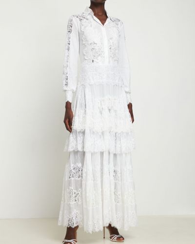 Krajkové dlouhé šaty Ermanno Scervino bílé