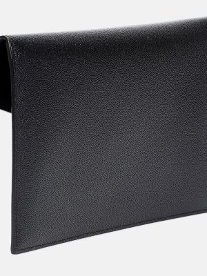 Kožená kožená listová kabelka Saint Laurent čierna