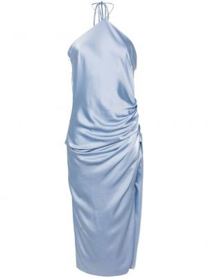 Satynowa sukienka midi Simkhai niebieska