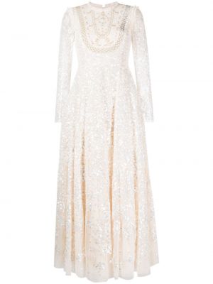 Gėlėtas vakarinė suknelė Needle & Thread balta