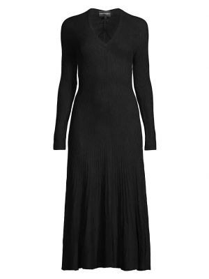 Плиссированное платье миди Emporio Armani черное