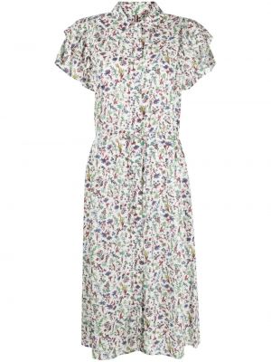 Midi haljina s cvjetnim printom s printom Tommy Hilfiger bijela