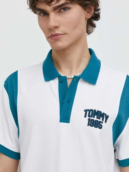 Tricou polo din bumbac Tommy Jeans alb