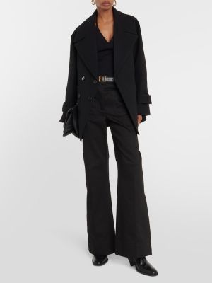 Vlnený krátký kabát Victoria Beckham čierna