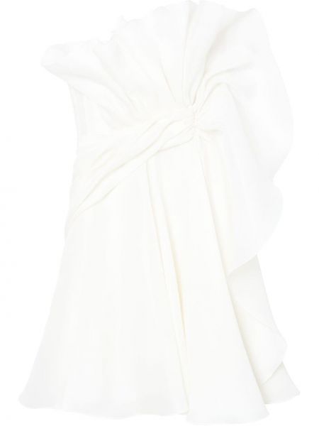 Копринена коктейлна рокля Carolina Herrera бяло