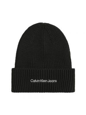 Dzianinowa czapka bawełniana na rzep Calvin Klein Jeans czarna