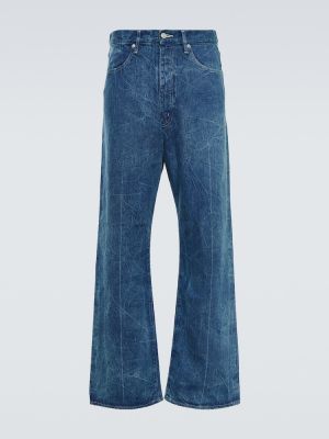Voľné bavlnené džínsy s rovným strihom Auralee modrá