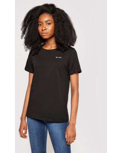 NA-KD Póló Basic Logo Tee 1044-000097-0002-003 Fekete Loose Fit Na-kd