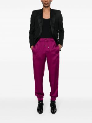 Satynowe spodnie sportowe Saint Laurent różowe