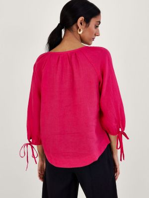 Льняная блузка на пуговицах Monsoon розовая