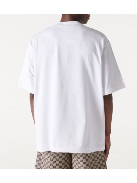 T-shirt di cotone in jersey Gucci bianco