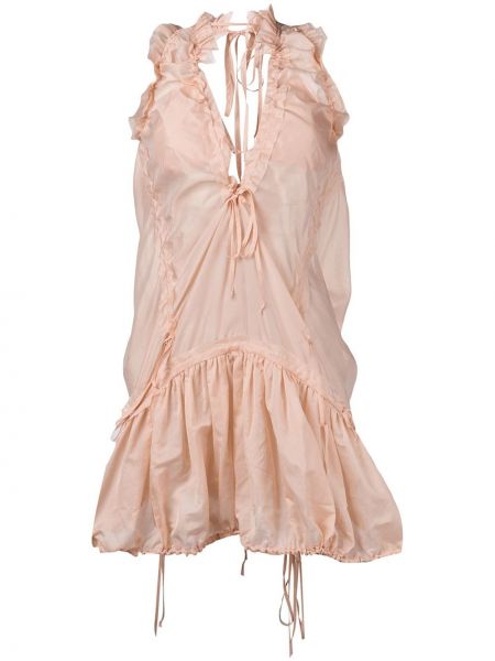 Плаття міні короткий зі збірками Dsquared2, рожеве