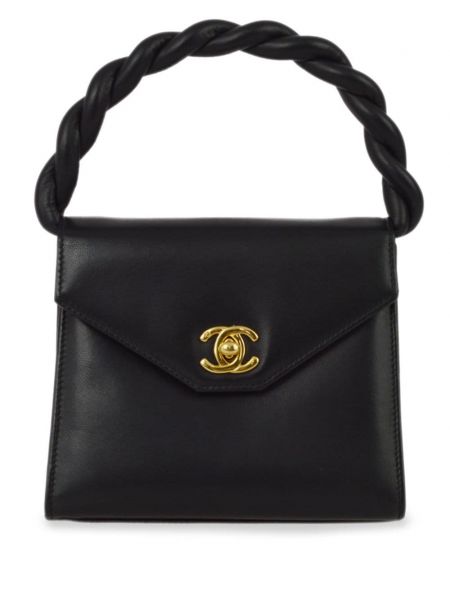 Pletená nákupná taška Chanel Pre-owned čierna