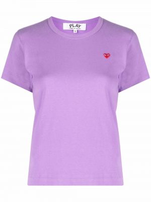 Bavlněné tričko s výšivkou Comme Des Garçons Play fialové