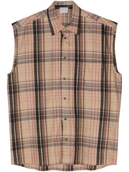 Chemise sans manches à carreaux en flanelle Vtmnts beige