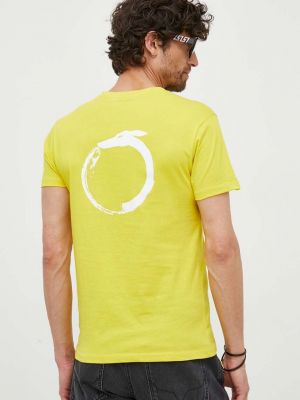 Koszulka bawełniana z nadrukiem Trussardi żółta