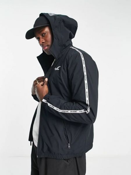 Спортивная куртка с капюшоном Hollister черная