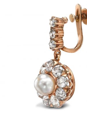 Rozā zelta auskari ar pērļu Pragnell Vintage