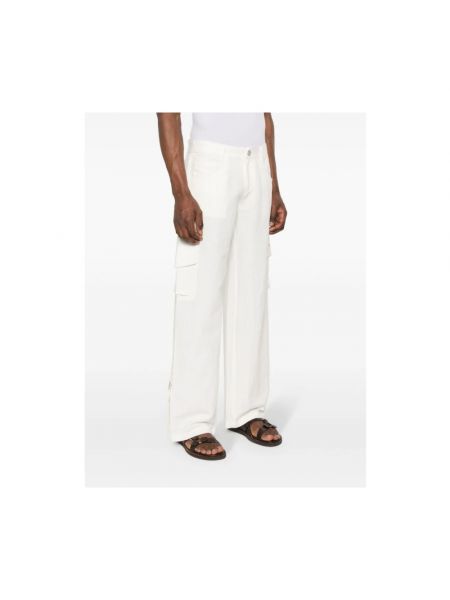 Pantalones cargo de lino de algodón Gimaguas blanco